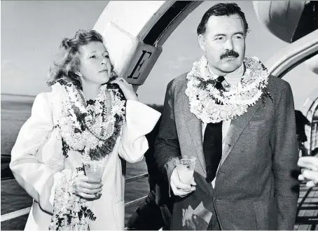  ?? HULTON ARCHIVE/GETTY IMAGES ?? Martha Gellhorn, left, with Ernest Hemingway circa 1941. Theirs was a marriage troubled by his competitiv­e nature.