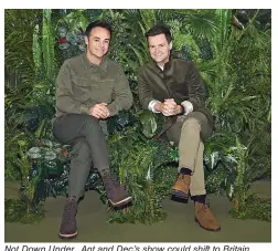  ??  ?? Not Down Under...Ant and Dec’s show could shift to Britain