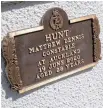  ??  ?? Hunt’s plaque on the police Memorial Wall;