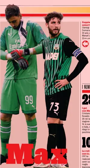  ?? IPP-LAPRESSE ?? Coppia azzurra Gianluigi Donnarumma, 22 anni, e Manuel Locatelli, 23