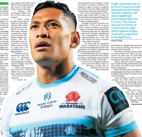  ?? Photo / Photosport ?? Israel Folau believes he was wrongfully terminated.