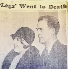  ??  ?? A newspaper clipping from the times union of Jack “Legs” diamond at the Albany County Hall of records in Albany. the gangster was gunned down dec. 18, 1931 in a dove Street apartment.