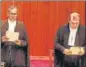  ?? ?? Justice JB Pardiwala (R) takes oath as SC judge in the presence of CJI NV Ramana