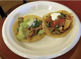  ?? Photo: Amy Baird ?? Pepe’s Al Pastor and Chicken tacos are a customer favorite.