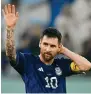  ?? ?? Lionel Messi waves to fans after Argentina’s defeat of Poland.