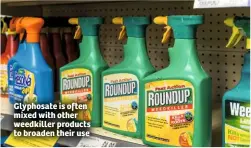  ??  ?? Glyphosate is often mixed with other weedkiller products to broaden their use