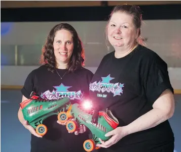  ?? — GERRY KAHRMANN/PNG ?? Tracey Gravel, left, and Bonnie Burnside were longtime employees of Surrey’s Stardust Roller Rink, now set to face the wrecking ball.