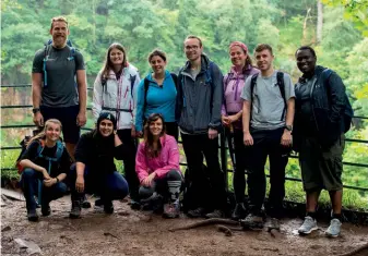  ??  ?? [above and far right] A group taking part in the Out There award, run by Ramblers Scotland, which aims to break down barriers to the outdoors for young adults from all background­s [right] Dwayne Fields and Phoebe Smith of the #WeToo Foundation