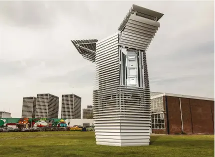  ??  ?? RIGHT: Smog Free Tower has travelled the world, from China and South Korea to Poland and the Netherland­s; it removes smog particles from the air within a radius of up to 50 metres.