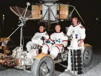  ?? NASA ?? Apollo 15 astronauts — James B. Irwin, David R. Scott and Alfred M. Worden — are shown here in March 1971.