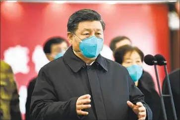  ?? Xie Huanchi New China News Agency ?? CHINESE PRESIDENT Xi Jinping, seen visiting Wuhan in Hubei province earlier this month, has had an opportunit­y since China’s apparent recovery to win hearts and minds around the world by offering assistance.