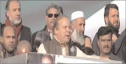  ?? ABBOTTABAD
-STAFF PHOTO ?? Former PM Nawaz Sharif addressing a public gathering in Abbottabad.