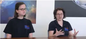  ?? The Sentinel-Record/Courtney Edwards ?? ■ Anna Crane, left, and Casey Wylie discuss the future impact NASA’s James Webb Telescope will have, and why Mid-America Science Museum is getting more involved in space science.