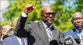  ?? Aaron Nesheim / The New York Times ?? Philonese Floyd, brother of George, speaks at a news conference near Hennepin County Government Center in Minneapoli­s Friday. The family of George Floyd said they were grateful for some accountabi­lity.