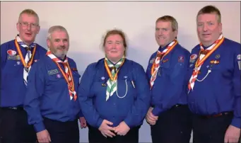  ??  ?? Holders of the Order of Cuchulainn in Co Louth, John Reid, Jack Cumiskey, Yvonne Lawrence, Declan Reilly and Ken Leonard.