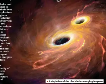  ?? ?? > A depiction of the black holes merging in space