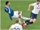  ?? ?? No red card: Aaron Cresswell (top picture) Red card: Mason Holgate (second image)