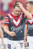  ??  ?? THAT HURTS: Luke Keary after the Roosters’ loss to the Raiders.