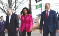  ?? (Shannon Stapleton/Reuters) ?? REPUBLICAN CANDIDATE for New York’s 3rd district Mazi Melesa Pilip arrives for early voting at a polling station in Massapequa, New York, last week.