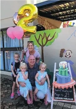  ?? Pictures: Lauren Dickason/Facebook ?? Lauren Dickason with her family when they were celebratin­g the twins’ birthday. With her is her husband Graham, eldest daughter Liane and the twins, Maya and Karla.