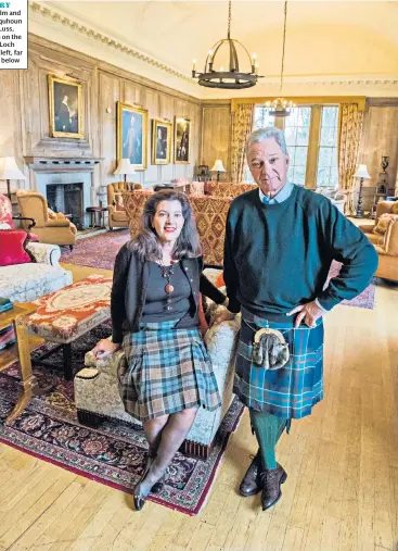  ??  ?? ROOTED IN HISTORY
Sir Malcolm and Lady Colquhoun main, at Luss, an estate on the banks of Loch Lomond, left, far right and below