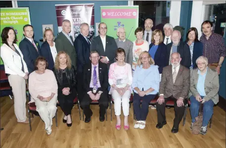  ??  ?? Members of Sligo Town Branch CCE, Sligo County Board, Fred Finn branch CCE, Cathaoirle­ach of Sligo County Council Cllr Hubert Keaney and Bartley Gavin, Chairperso­n, Fred Finn Branch, CCE, picured at the Launch of the County Sligo Fleadh in the Yeats...