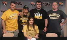  ?? SUBMITTED PHOTO ?? Marple Newtown High School senior Julia Fallows, who is involved in a multitude of activities, recently signed commitment papers to run track and field next year at Millersvil­le University. She is pictured at the signing surrounded by family members, Nick Fallows, Diane Fallows, Jack Fallows and Keith Fallows.