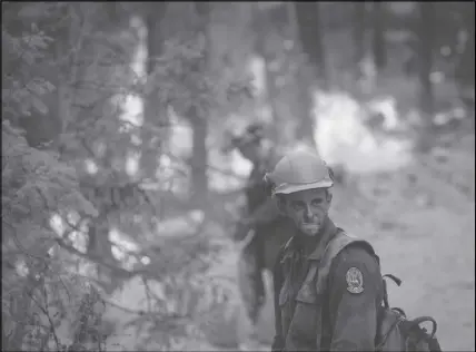  ?? Cp pHoto ?? A B.C. Wildfire Service firefighte­r looks on while conducting a controlled burn to help prevent the Finlay Creek wildfire from spreading near Peachland, B.C.