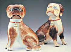  ??  ?? Bred overseas: a pair of 18th-century porcelain pugs, made in China for export to Europe