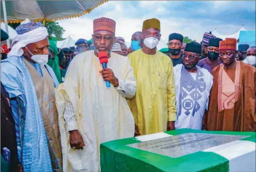  ??  ?? L-R: Sen Adamu, Water Resources Minister; Gov Sule, Senator Adamu, Rt Hon Balarabe at the flag off