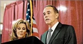  ?? JOHN NORMILE/GETTY ?? Rep. Chris Collins, R-N.Y., holds a news conference Wednesday in response to his arrest.