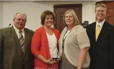  ??  ?? Brenda Oberg, Secretary, at Goshen Elementary awarded the September PEAK award!