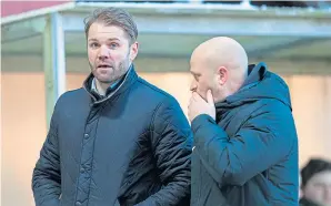  ??  ?? United assistant head coach Gordon Forrest with boss Robbie Neilson.