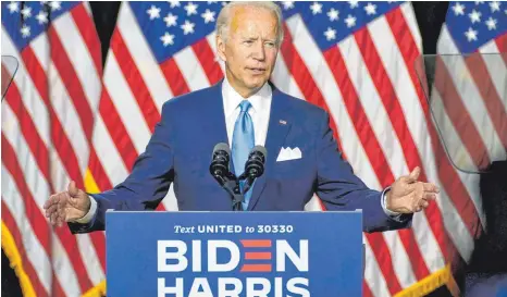  ?? FOTO: CAROLYN KASTER/DPA ?? Joe Biden wird sich beim Nominierun­gsparteita­g der Demokraten wohl von seinem Heimatstaa­t Delaware aus an die Delegierte­n wenden.