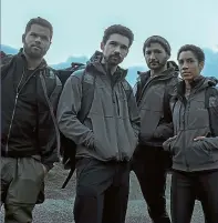  ??  ?? The crew of The Expanse’s Rocinante, Steven Strait as James Holden, Wes Chatham as Amos Burton, Cas Anvar as Alex Kamal, and Dominique Tipper as Naomi Nagata, returns for a new adventure on a distant planet.