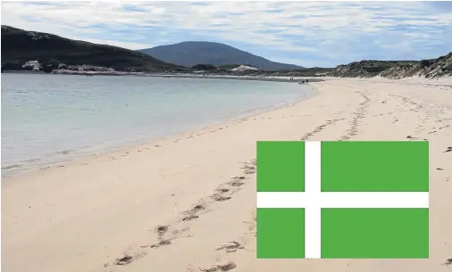  ??  ?? ISLAND BANNER: Barra has gained official recognitio­n for its distinctiv­e green and white flag, inset