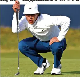  ??  ?? FULLY FOCUSED: Dunhill leader Thorbjorn Olesen lines up a vital putt
