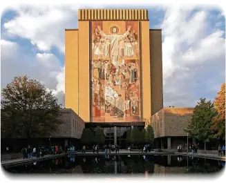  ??  ?? The Bulldogs get their first in-person look at the mural known as “Touchdown Jesus” on the Notre Dame campus tonight as they face the Fighting Irish in South Bend, Ind.