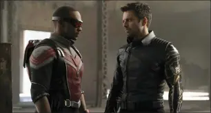  ?? COURTESY OF DISNEY PLUS ?? Anthony Mackie, left, and Sebastian Stan in a scene from “The Falcon and the Winter Soldier,” which began streaming Friday.