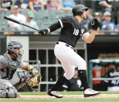  ?? CHARLES REX ARBOGAST/ AP ?? Right fielder Daniel Palka slugs a two- run home run in the fourth inning to give the Sox a 4- 0 lead.