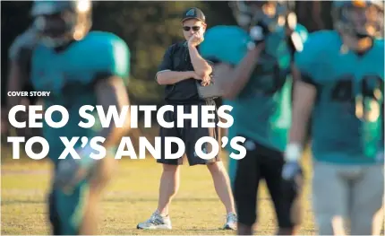  ?? PHOTOS BY ANDY DUNAWAY FOR USA TODAY ?? Joe Moglia, watching practice Sept. 25 in Conway, S.C., left coaching at age 34 to pursue a career on Wall Street. He never lost his love for football, though, and is in his first season as Coastal Carolina head coach.