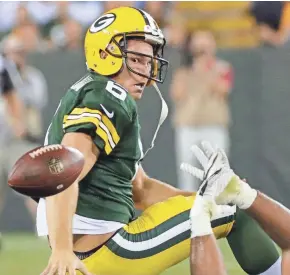  ?? ADAM WESLEY / USA TODAY NETWORK-WISCONSIN ?? Quarterbac­k Joe Callahan will be looking for a job after he was released by the Green Bay Packers on Monday.