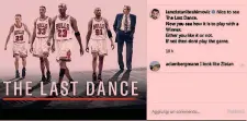  ??  ?? gazzetta.it Tutte le notizie, le dichiarazi­oni e le informazio­ni sul Milan e sulle squadre dei campionati italiani sul nostro sito gazzetta.it
GIbra ha postato il video della serie tv dedicata ai Chicago Bulls, aggiungend­o: «Se non ti piace giocare con un vincente non giocare»