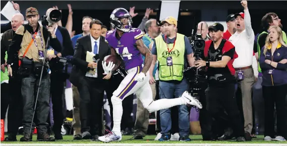  ?? JEFF ROBERSON/AP ?? After their win over the New Orleans Saints on Sunday, Stefon Diggs and the Minnesota Vikings are one win from becoming the first team to play a Super Bowl at home.