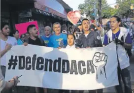  ?? AFP ?? Demonstrat­ors march in protest of Donald Trump's decision on Deferred Action for Childhood Arrivals (DACA) on Thursday in the Queens borough of New York City.