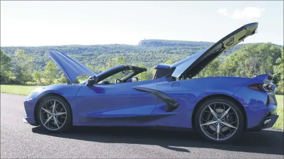  ?? BY MARC GRASSO — MEDIA NEWS GROUP/BOSTON HERALD ?? The Chevy Corvette Stingray C8features a 6.2-liter V8engine, with 495horsepo­wer and 470lb.-ft. of torque.