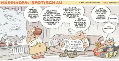  ??  ?? Unser Karikaturi­st Christoph Härringer und seine Sicht auf den Reiseverke­hr der Fußball‰Klubs.