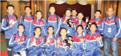  ??  ?? DOUBLE GOLD: The Kota Kinabalu squad opened with two gold medals on the first day of karate competitio­n in SAGA yesterday.