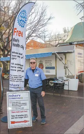  ??  ?? Rob Woolley with ‘mherv’ – the Men’s Health Education Rural Van – providing free health checks in Dubbo last week. PHOTO: DUBBO PHOTO NEWS