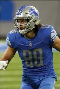  ??  ?? Detroit Lions tight end T.J. Hockenson has 58 receptions for 657 yards this season, ranking third among NFL tight ends in both categories behind Kansas City Chiefs’ Travis Kelce and Las Vegas Raiders’ Darren Waller. Hockenson also has six touchdowns.